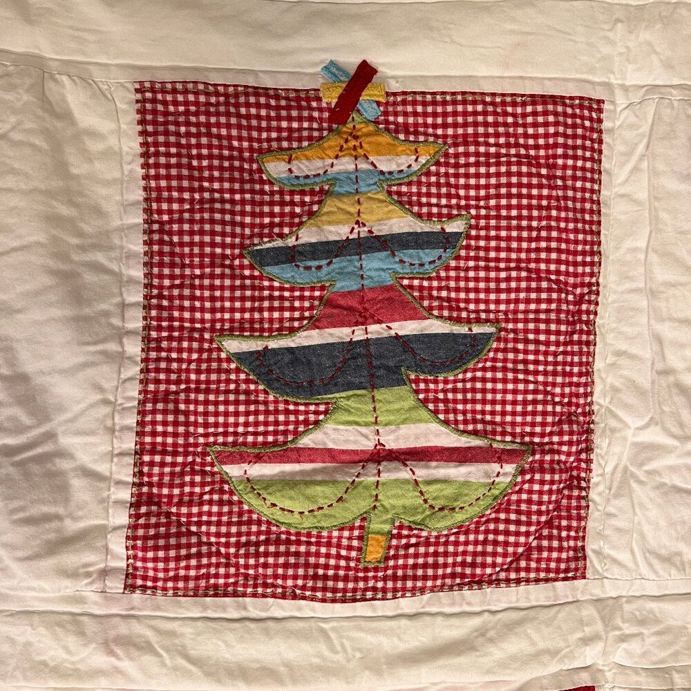 Pottery Barn Kids Quilted Christmas Patchwork Quilt Full/Queen NWOT - Picture 3 of 10
